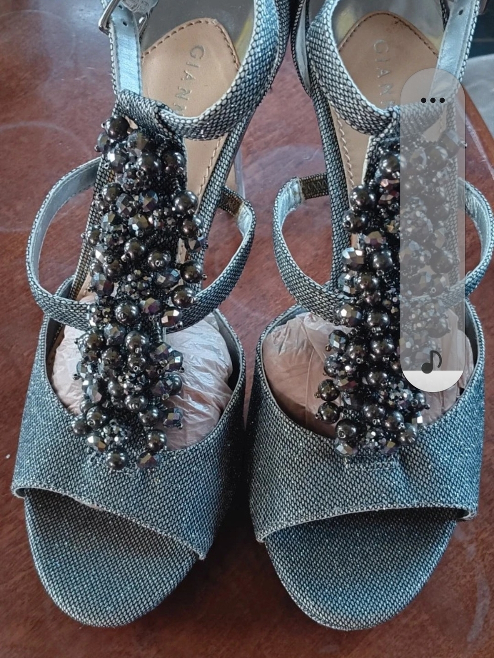 Gianni Bini Silver Sparkle Strappy Wedge Sandals